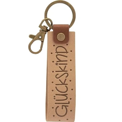 Abbildung von GRUSS &amp; CO Schlüsselanhänger Kunstleder Motiv Glück Anhänger aus hellem mit Glückskind, inkl. Karabiner 48371