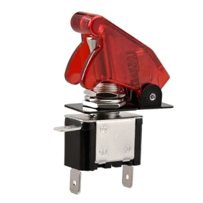 Abbildung von Heschen Metall Kippschalter Flick Flip, 12V 20A, SPST, EIN/AUS 2 Positionen, 3 polig, mit wasserdichter Kappe (klare rote)