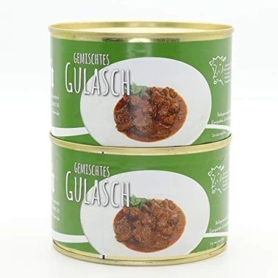 Abbildung von 2 X Konserve 400g Diem Gulasch vom Rind und Schwein mit Majoran zwei Konserven lange haltbar