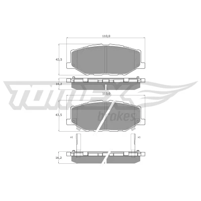 Abbildung von Bremsbelagsatz, Scheibenbremse TOMEX Brakes TX 60 56