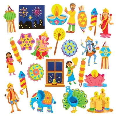 Abbildung von Baker Ross FX591 Diwali Schaumstoff Aufkleber Packung mit 200, Kunst und Bastelbedarf für Kinder