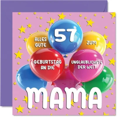 Abbildung von Stuff4 57. Geburtstagskarte Mama Unglaublichsten der Welt Geburtstagskarten für 57 Jahre von Tochter Sohn, 145mm Geburtstag Glückwunschkarten