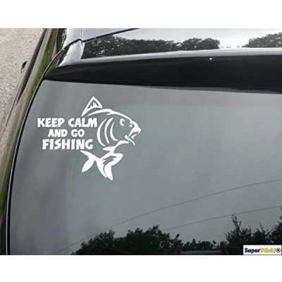 Abbildung von SUPERSTICKI Keep Calm and go Fishing Fisch Angeln Angler 20cm Aufkleber Sticker Decal aus Hochleistungsfolie Autoaufkleber Tuningaufkleber Racingaufkleber Rennaufkleber von Hochle
