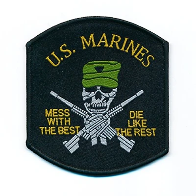 Abbildung von hegibaer 48 x mm U.S. Marines Skull Totenkopf Waffe USA Patch Aufnäher Aufbügler 0781 A