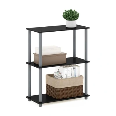 Abbildung von Furinno Turn N Tube Kompaktes Mehrzweckregal mit 3 Ebenen, Schwarz/Grau, 29,5T x 59,9B 75,2H cm