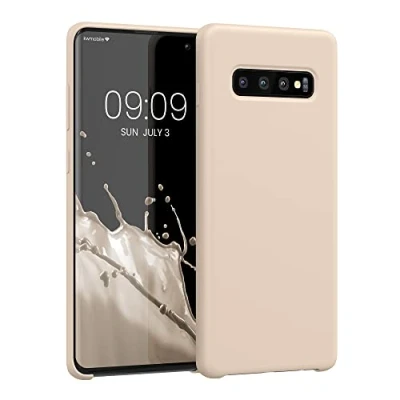 Abbildung von kwmobile Hülle kompatibel mit Samsung Galaxy S10 Plus / S10+ Silikon Handy Case Handyhülle weiche Oberfläche kabelloses Laden Zuckerguss