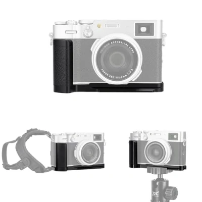 Abbildung von JJC Metallgriff für Fujifilm Fuji X100V X100F Kamera Arca Swiss Schnellwechselplatte Rutschfester L Ständer mit Verbessertem Griff, Schwarz