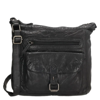 Abbildung von Hide &amp; Stitches Leder Umhängetasche Paint Rock mit Verstellbarem Schulterriemen, Weiches Leder, Mittlere Größe, Mehrere Reißverschlussfächer, Braun