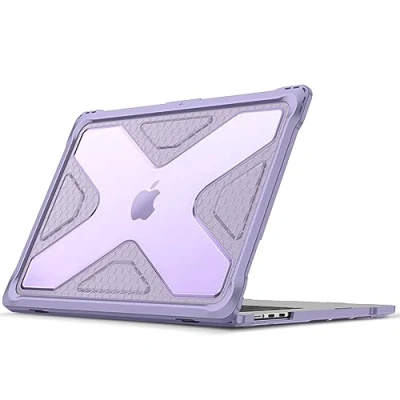 Abbildung von Fintie Hülle Kompatibel mit MacBook Air 15 M3 M2 (2024 2023) A3114 A2941, Ganzkörper Rugged Hybrid Schutzhülle TPU Stoßstange Case 15&quot; Retina, Pastellviolett