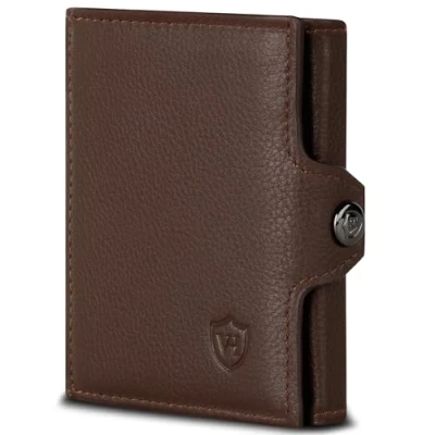 Abbildung von VON HEESEN Slim Wallet mit RFID Schutz Geldbörse Herren klein Mini Geldbeutel Damen Portmonee Kartenetui Echtleder Karten Portemonnaie Leder Kreditkartenetui Braun