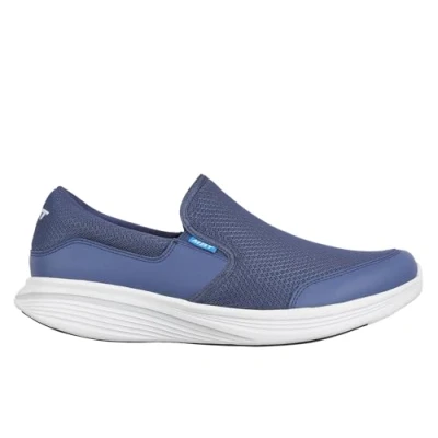 Abbildung von MBT MODENA III SLIP ON Herren Sneaker ohne Schnürsenkel. Anatomisch bequeme Walking Sportschuhe. Physiologisches Schuhwerk mit Komfort und Stabilität durch gebogene Sohle. Moderne Sneakers. Farbe Blau