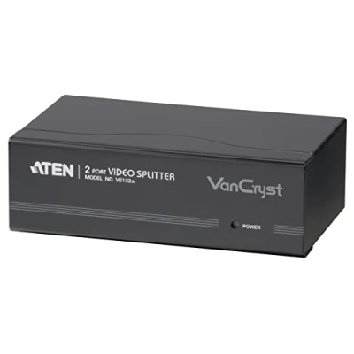 Abbildung von ATEN 2 Port VGA Splitter (450 MHz), VGA, 2x 2048 x 1536 Pixel, Schwarz, Metall, QXGA