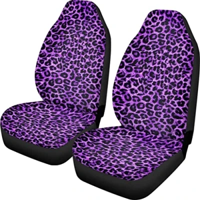 Abbildung von djfhwvjxt Lila Leopard Auto Zubehör Sitzbezug für Vordersitzschoner Schalensitz Satteldecke 2er Set, CarSCover6