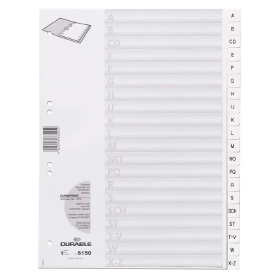 Abbildung von Durable Register A Z, DIN A4 hoch, 20 teilig, weiß, 615002