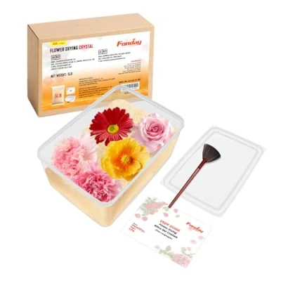 Abbildung von Fonday 2.27 kg Silikagel Kristalle mit versiegeltem Behälter und Pinsel, feine Kristalle, Farbanzeige, wiederverwendbar, Perlengröße &lt; 1 mm (Bedienungsanleitung im Lieferumfang enthalten)