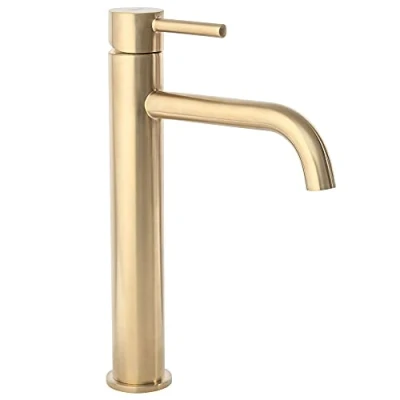 Abbildung von wohnwerk.idee Badarmatur Waschbeckenarmatur Wasserhahn Gold Einhebelmischer Lungo