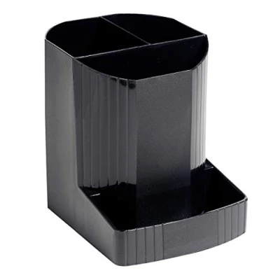 Abbildung von Exacompta 675014D Premium Stiftehalter Mini Octo Ecoblack aus Recycling Kunststoff für mehr Ordnung auf dem Schreibtisch Blauer Engel Stifteköcher Stiftebox Aufbewahrungsbox Organizer schwarz
