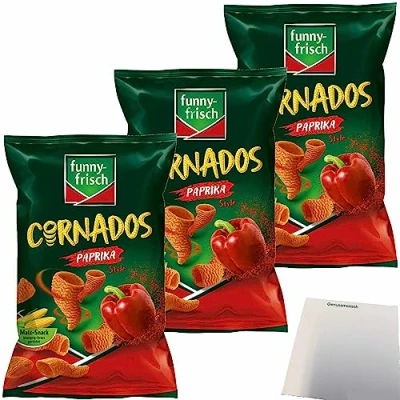 Abbildung von funny frisch Cornados Paprika Style 3er Pack (3x80g Packung) + usy Block