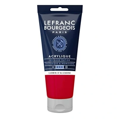Abbildung von Lefranc Bourgeois 300345 Fine Acrylfarbe Alizarin Karmin, 80ml Tube, cremige auf Wasserbasis, schnell trocknend, lichtecht, wasserfest