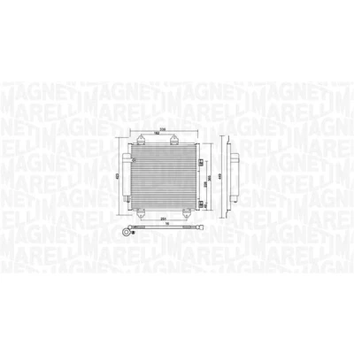 Abbildung von MAGNETI MARELLI 350203753000 Klimakondensator mit Trockner 370x332x16 331,8 370 16 TOYOTA: Aygo, PEUGEOT: 107 Schrägheck, CITROËN: C1 I