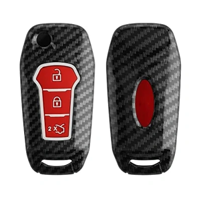 Abbildung von kwmobile Autoschlüssel Hülle kompatibel mit Ford 3 Tasten MyKey (Key Free) Hardcover Schutzhülle Schlüsselhülle Cover in Rot Schwarz
