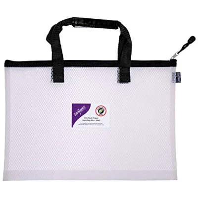Abbildung von Snopake 15870 Projekt /Büchertasche A4++, aus EVA Netzstoff, robust, mit weichem Tragegriff, transparent/schwarz, ohne PVC, Weichmacher, 1 Stück