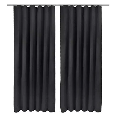 Abbildung von Beautissu 2er Set Verdunklungsvorhang Blickdicht 140x245 cm Schwarz Kräuselband Vorhänge Blackout Universalband Gardine Lange Fenster Wohnzimmer, Schlafzimmer Amelie BK