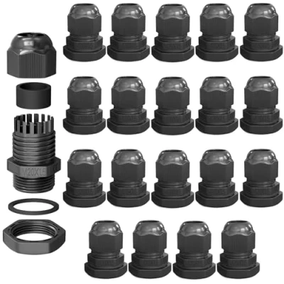 Abbildung von hb digital 20х Kabelverschraubung M20 für 6 12mm Kabeldurchmesser IP68 Staub &amp; wasserdicht mit Gummidichtung Gegenmutter Klemmlamellen Stopfbuchse Isolation Kabeleinführung Schwarz