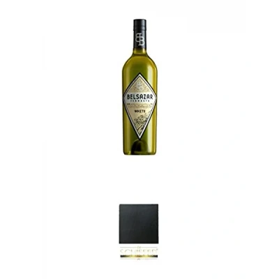 Abbildung von Belsazar Vermouth White 0,75 Liter + Schiefer Glasuntersetzer eckig ca. 9,5 cm Durchmesser