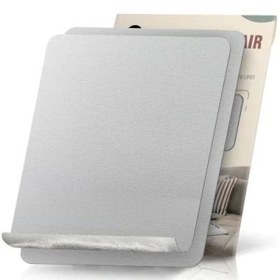 Abbildung von Flicken Selbstklebend Stoff, 23 x 28 cm 2 Stück Leinwand Stoff Selbstklebend, Hellgrau, Wasserdichtes für Sofa Zelt Möbel Autositz Liege