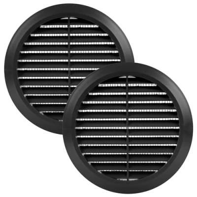 Abbildung von Vent Systems 2 Stück 125 mm Schwarz Lüftungsabdeckung Runde Lüftungsschlitze Grillabdeckung Integrierter Insektenschutz HVAC Lüftungsöffnungen für Badezimmer, Heimbüro, Küche
