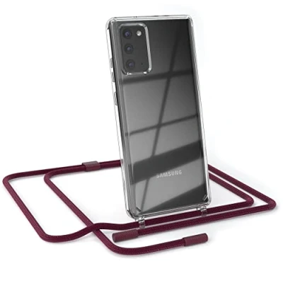 Abbildung von EAZY CASE kombinierbare Handyketten kompatibel mit Samsung Galaxy Note 20 / 5G, Transparente Silikon Hülle Umhängeband, abnehmbar durch abschraubbare Endstücke, zum Umhängen, Beere