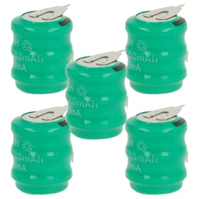 Abbildung von vhbw 5X NiMH Ersatz Knopfzellen Akku Typ 3/V80H 2 Pins 80mAh 3,6V kompatibel mit Modellbau Akkus, Solar Leuchten UVM.