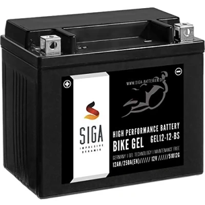 Abbildung von SIGA GEL Motorradbatterie 12V 12Ah 250A/EN Batterie YTX12 BS GEL12 12 4 GTX12 ETX 51012
