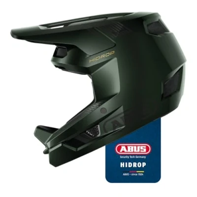 Abbildung von ABUS Downhill Helm HiDrop ASTM zertifizierter Fullface mit ABS Außenschale für MTB: Downhill, Enduro und Bikepark Erwachsene Jugendliche Grün, Größe XL