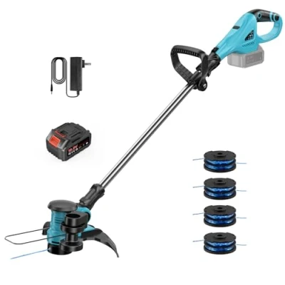 Abbildung von 21V Akku Rasentrimmer Mit 4.0AH und Ladegerät,2 in 1 Elektrischer Multifunktions Grass Trimmer/Kantenschneider,4 Grasseil,Freischneider für Rasenschneiden Garten, Hof. (Eine Batterie)