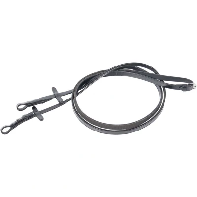 Abbildung von Harry&#039;s Horse Zügel, Leder mit Gummi gefüttert Cob Schwarz