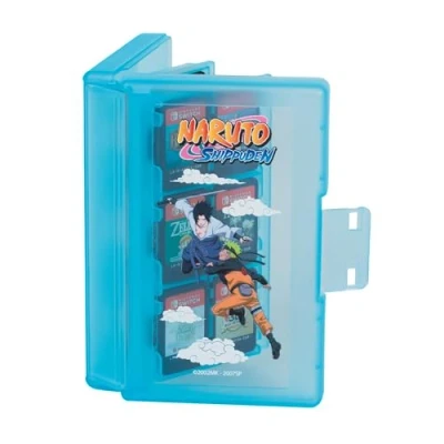 Abbildung von Konix Naruto Shippuden Schutz und Transportbox für Nintendo Switch Spielkassetten 24 Fächer Sasuke Motiv Blau