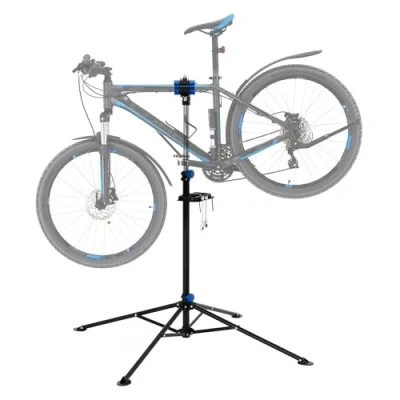 Abbildung von ECD Germany Fahrradhalter Reparaturständer Montageständer 360 drehbar E Bike MTB Profi, Fahrrad höhenverstellbar 105 185cm max. 50kg schwarz