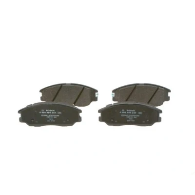Abbildung von BOSCH 0 986 494 347 Bremsbelagsatz Low Metallic mit akustischer Verschleißwarnung Anti Quietsch Blech HYUNDAI: Terracan, SSANGYONG: RODIUS 2