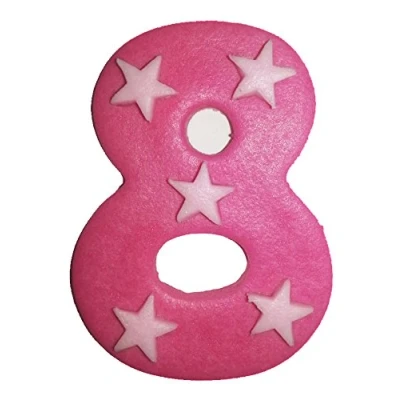 Abbildung von 6.5cm Rosa Zahl mit Sternen: 8