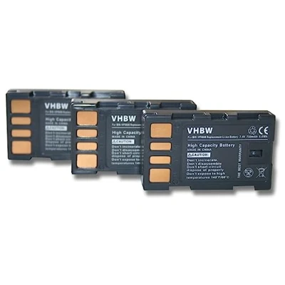 Abbildung von vhbw 3X Akku kompatibel mit JVC GZ MS120AEU, MS120BEU, MS120SEU Videokamera Camcorder (750 mAh, 7,4 V, Li Ion) + Infochip