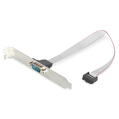 Abbildung von DIGITUS Seriell Port Slotblech Adapter Kabel IDC 10 Pin zu D Sub 9 Buchse Stecker Flachband