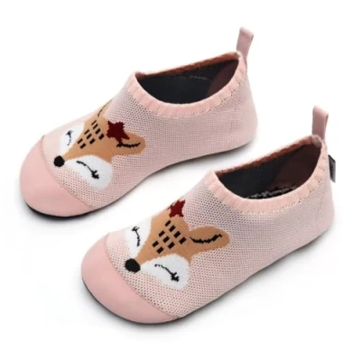 Abbildung von IceUnicorn Hausschuhe Kinder Atmungsaktive Pantoffeln Leicht Rutschfest Kleinkinder Hüttenschuhe Jungen Mädchen Slippers(Fuchs Rosa,24/25EU)