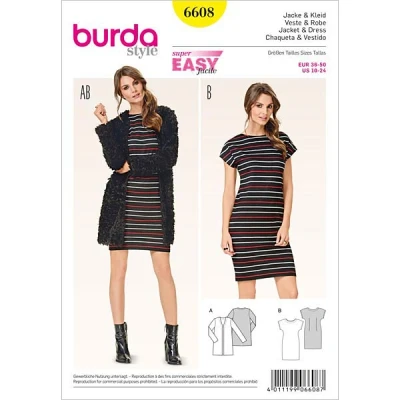 Abbildung von Burda B6608 Jacke und Kleid Schnittmuster Papier 19 x 13 1 cm weiß