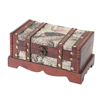Abbildung von HMF Schatzkiste Handgefertigte Schatztruhe aus Holz (1 St), dekorative Aufbewahrungsbox, 23 x 13 11 cm, Amerika