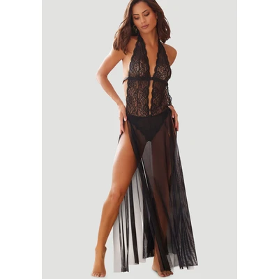Abbildung von Lascana Neglige Dress Nachthemd, Damen, Größe: 32/34, Black