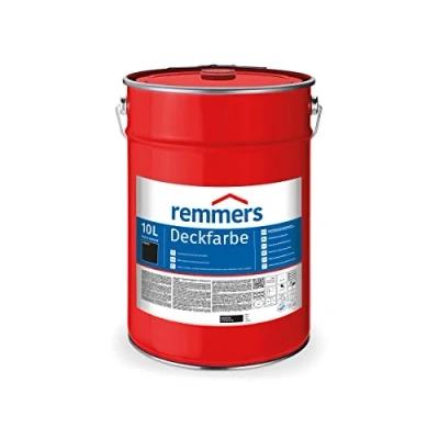 Abbildung von Remmers Deckfarbe schwarz, 10 Liter, für innen und außen, Wetterschutzfarbe viele Untergründe, hochdeckend, wetterfest