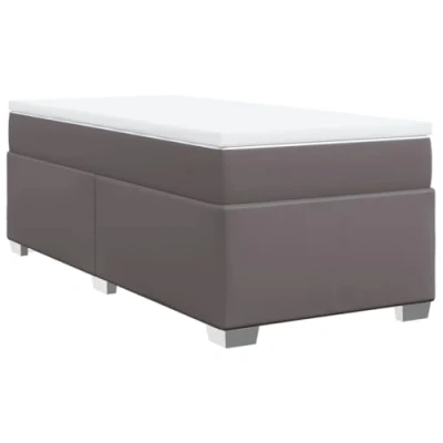 Abbildung von vidaXL Boxspringbett, Polsterbett Bett mit Matratze, Bettgestell Lattenrost, Einzelbett für Schlafzimmer, Grau 90x200cm Kunstleder