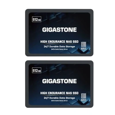 Abbildung von Gigastone NAS SSD 512GB Enterprise Festplatte (2er Pack) TLC Hohe Dauerhaltbarkeit Server für 24/7 Dauerbetrieb Systeme RAID 2,5 Zoll SATA III Internes Festkörper Laufwerk Caching